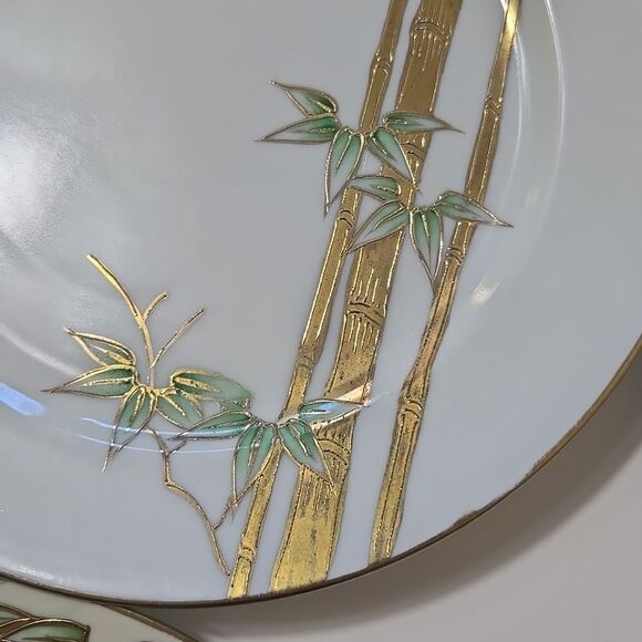 Hand Painted Bambo Plates Occupied Japan Set of 4 Mame-Zara Appetizer Dessert - Picture 7 of 16